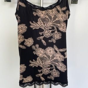 Black and Tan Lace Tank, Size L, by Jockey